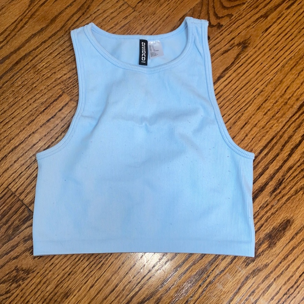 H & M blue high neck tank top